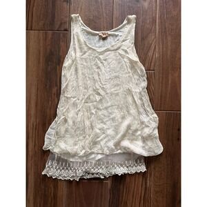 Carla Conti Tank Silk Sz M Lace Embroidered Made In Italy Fairy Boho Cottagecore